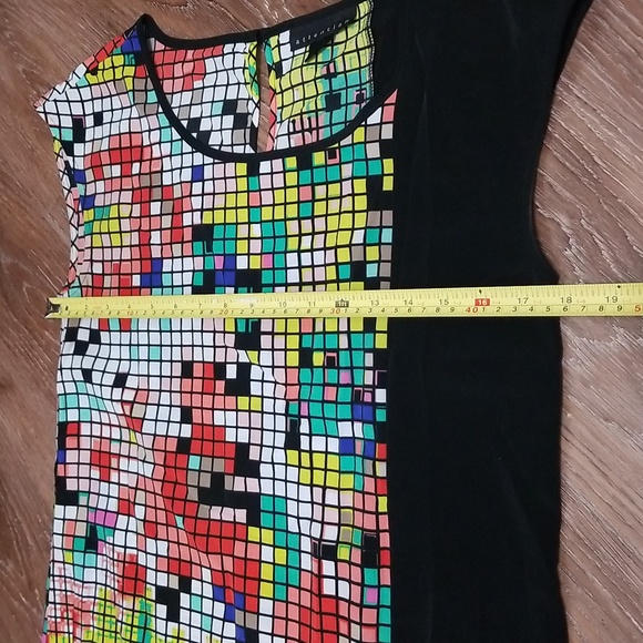 (S) attention Tertris Style Colorful Pixelated T-Shirt Dress Eclectic Casual - Picture 4 of 5